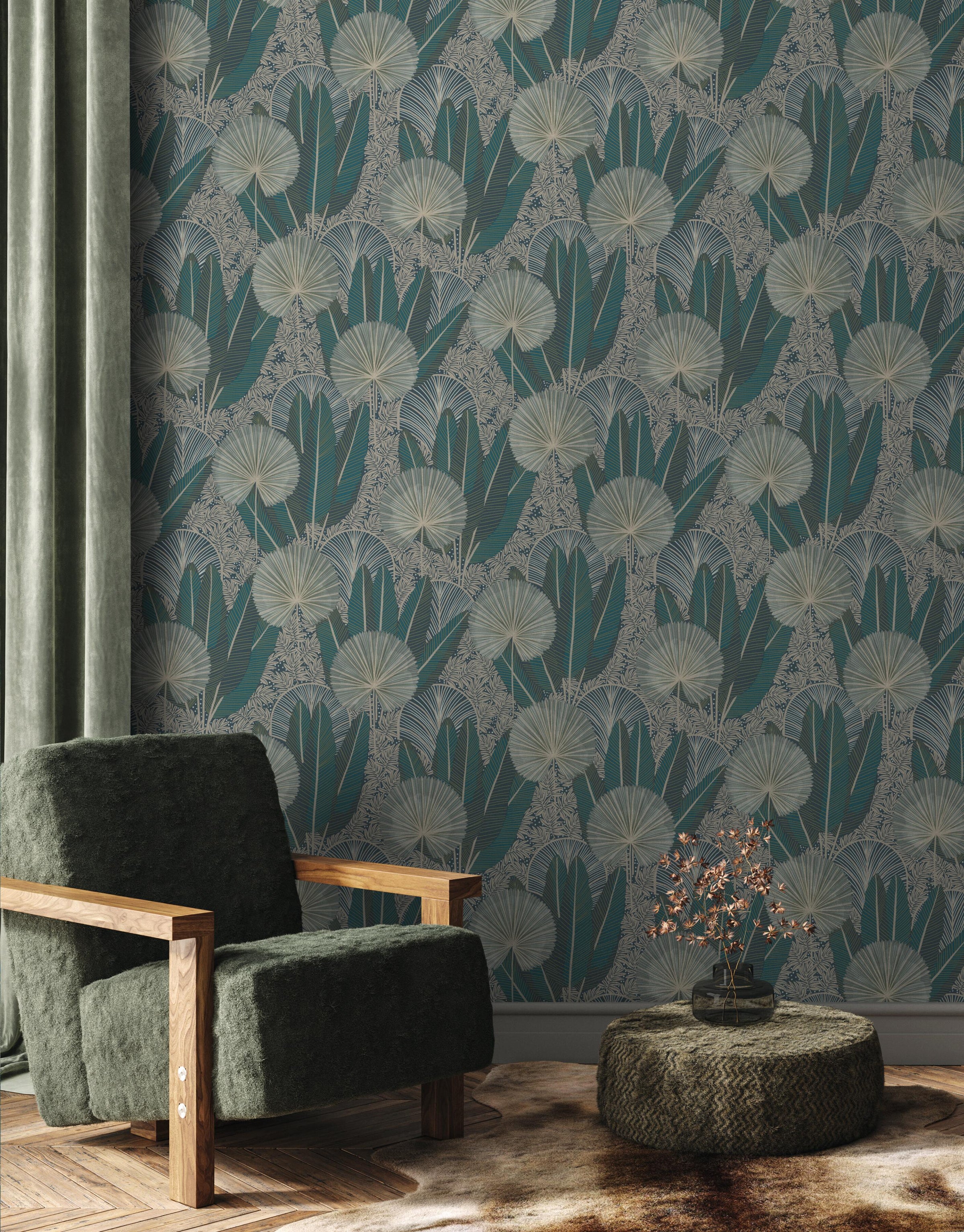 Wallpaper palm trees tropical oil 53x10,5mt