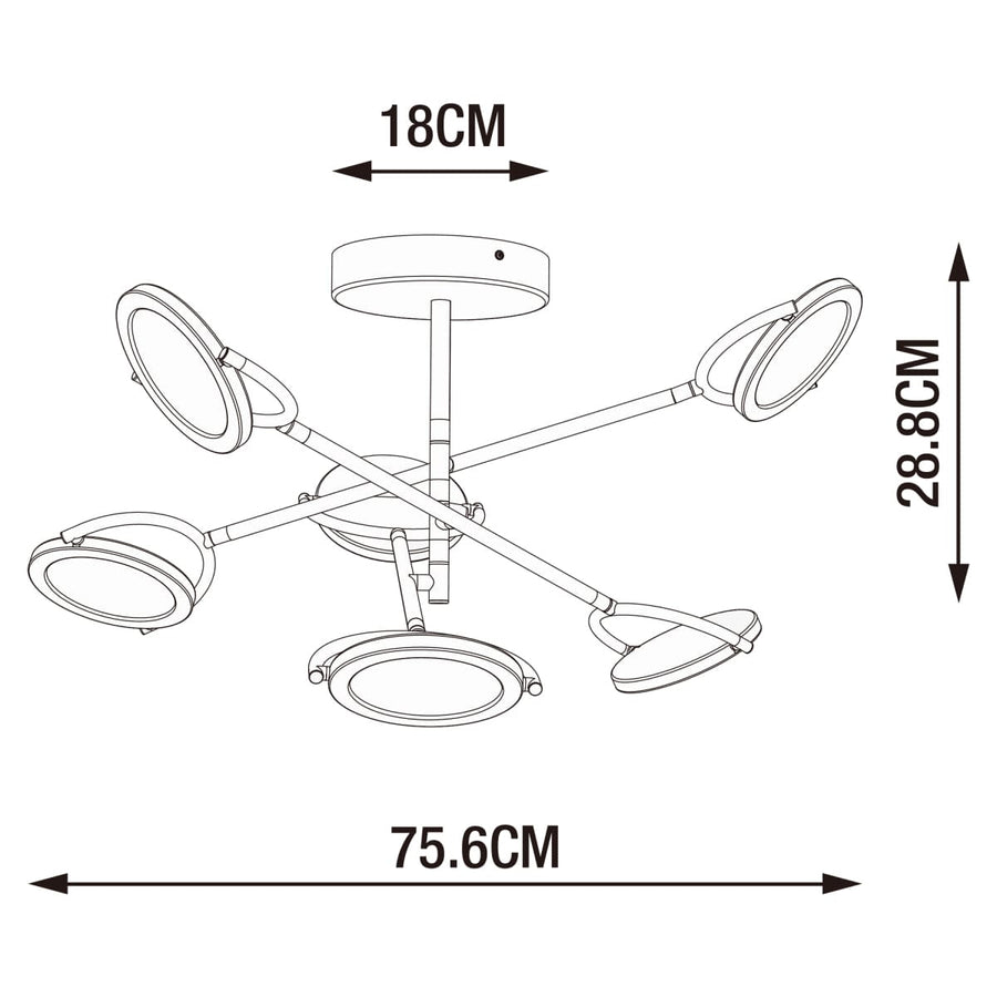 Bricocenter DIUNA CHANDELIER 53X14X40CM METAL BLACK LED 4332LM CCT DIMMABLE