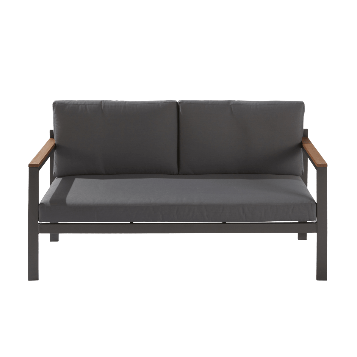 COFFEE SET ORIS 2 NATERIAL 4 SEATS ALUMINUM AND EUCALYPTUS WOOD WITH CUSHIONS