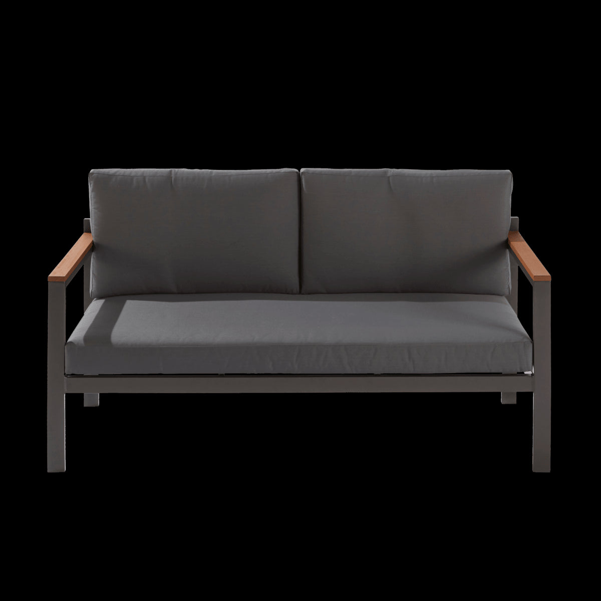 COFFEE SET ORIS 2 NATERIAL 4 SEATS ALUMINUM AND EUCALYPTUS WOOD WITH CUSHIONS