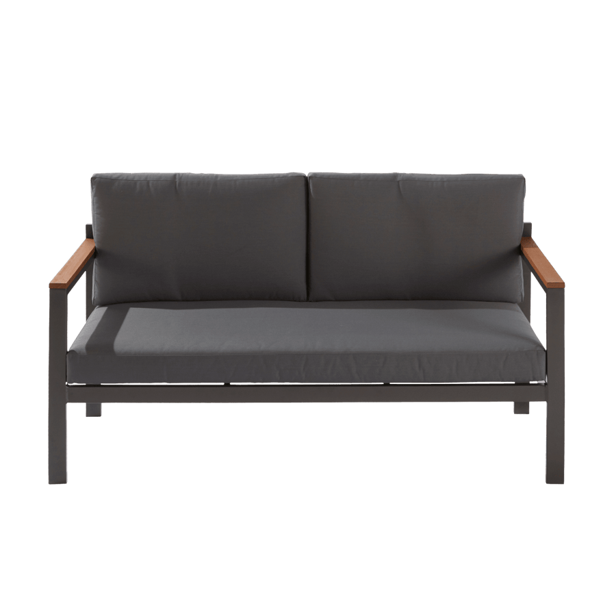 COFFEE SET ORIS 2 NATERIAL 4 SEATS ALUMINUM AND EUCALYPTUS WOOD WITH CUSHIONS