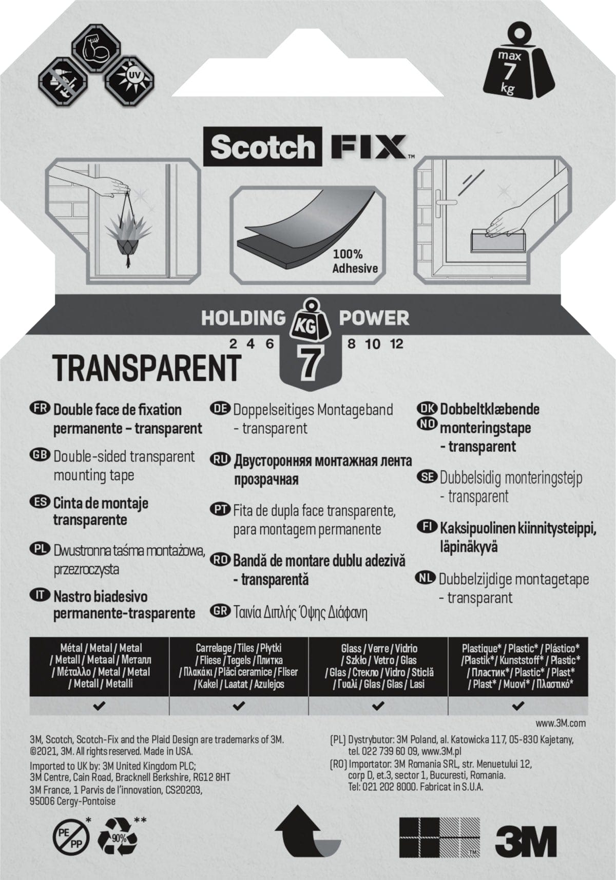 Bricocenter TRANSPARENT FIXING TAPE SCOTCH-FIXEXTREME UP TO 7 KG 19 MM X 1.5 M