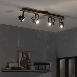 TECHNIC SPOTLIGHTS BLACK METAL AND WOOD 71X12X14.6CM 4XGU10=35W