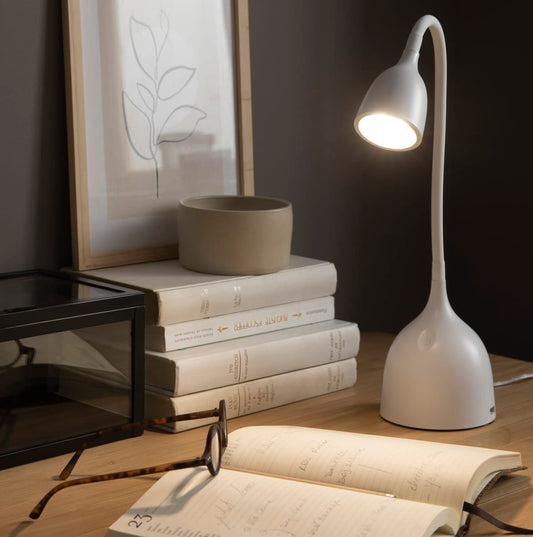 Bricocenter LAMPADA STUDIO SWALLOW METALLO BIANCO H37 CM LED 400LM CON USB