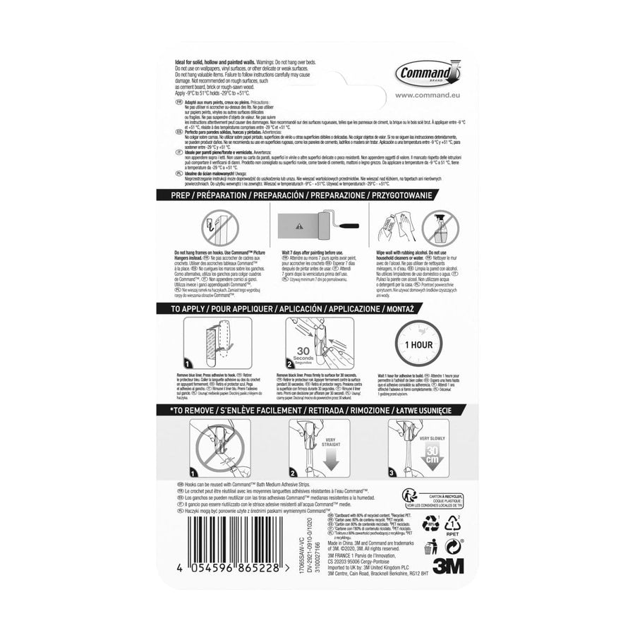 Bricocenter 2 BLACK ADHESIVE HOOKS FOR OUTDOOR USE WITH STEEL TIPS COMMAND