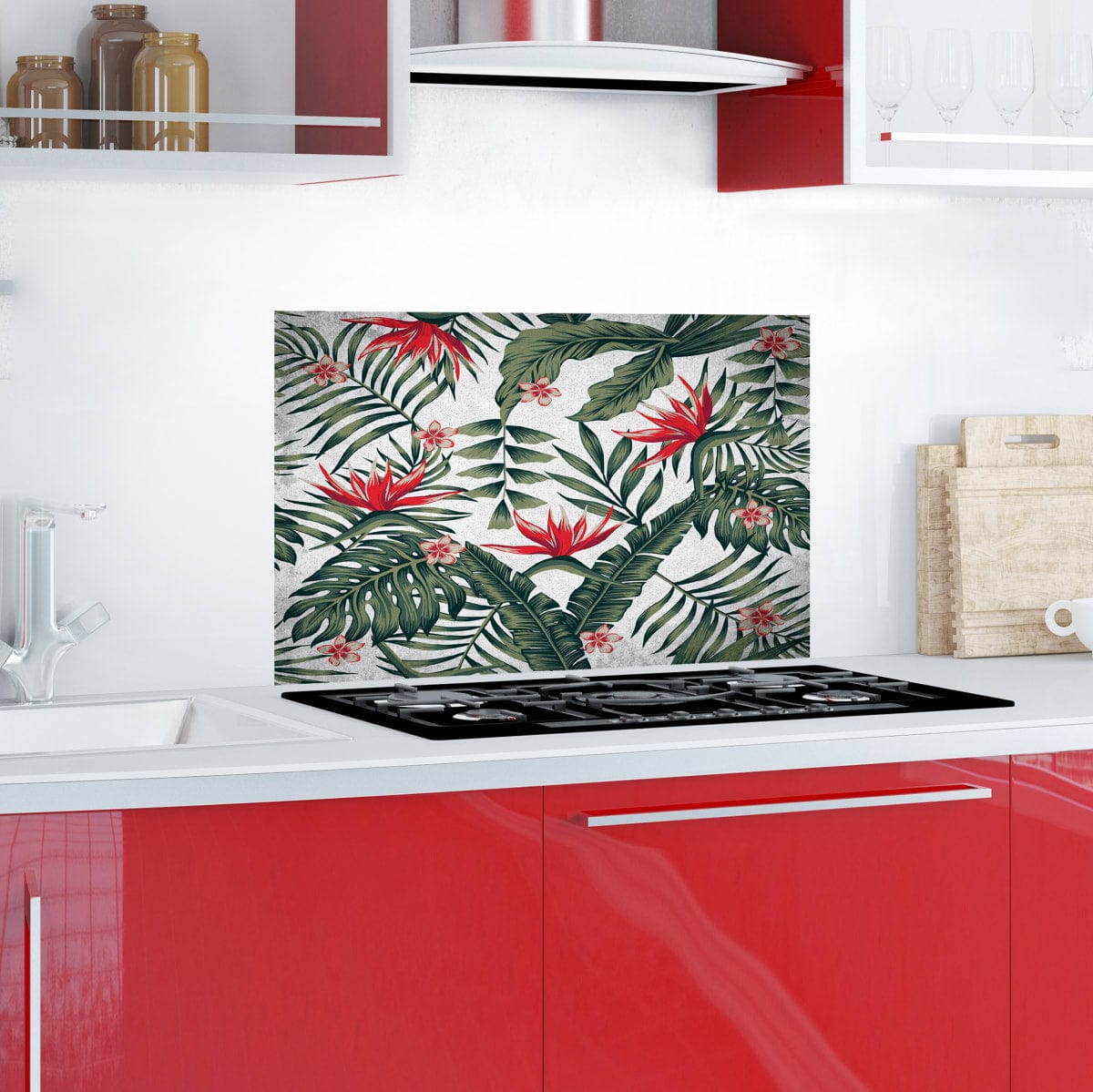 Bricocenter STICKER KITCHEN PANEL RED FLOWER 45X65CM