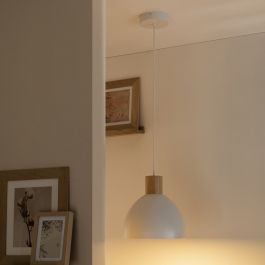 VENOSA CHANDELIER WHITE METAL AND WOOD D28 CM E27=40W