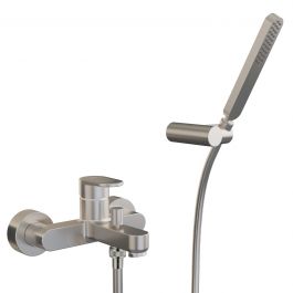 PLANO BATHTUB MIXER WITH BRUSHED NICKEL SHOWER SET
