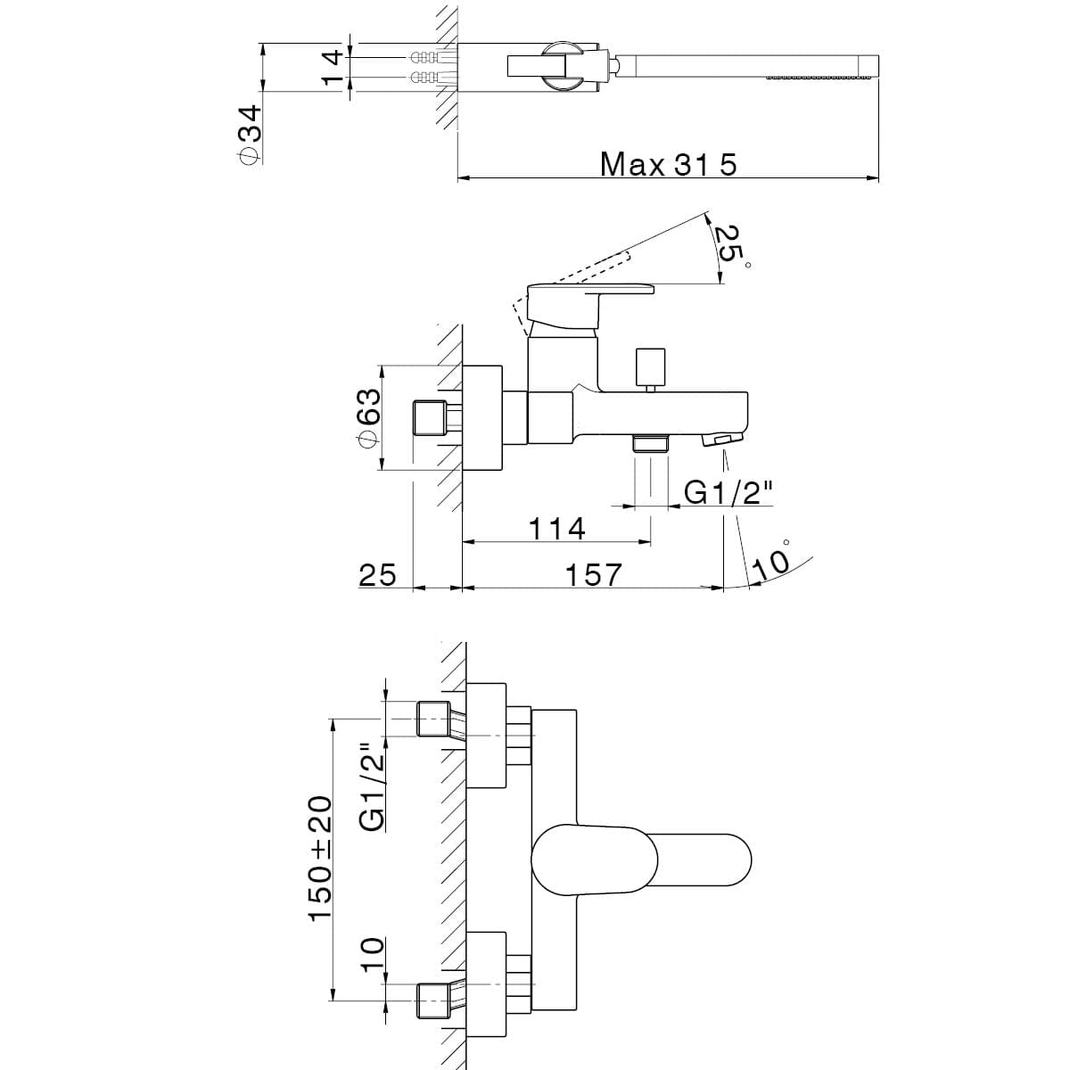 Bricocenter MISCELATORE VASCA PLANO CON SET DOCCIA NICKEL SPAZZOLATO