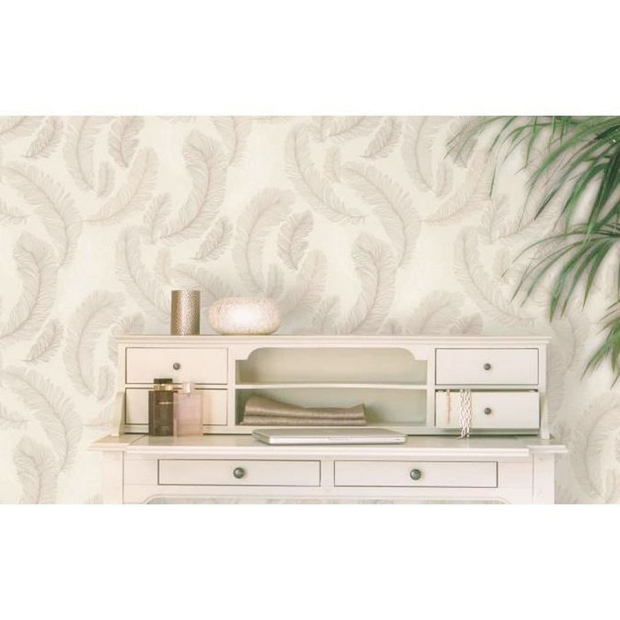 Bricocenter FEATHER WALLPAPER DOVE GREY GLITTER 53CMX10.5M