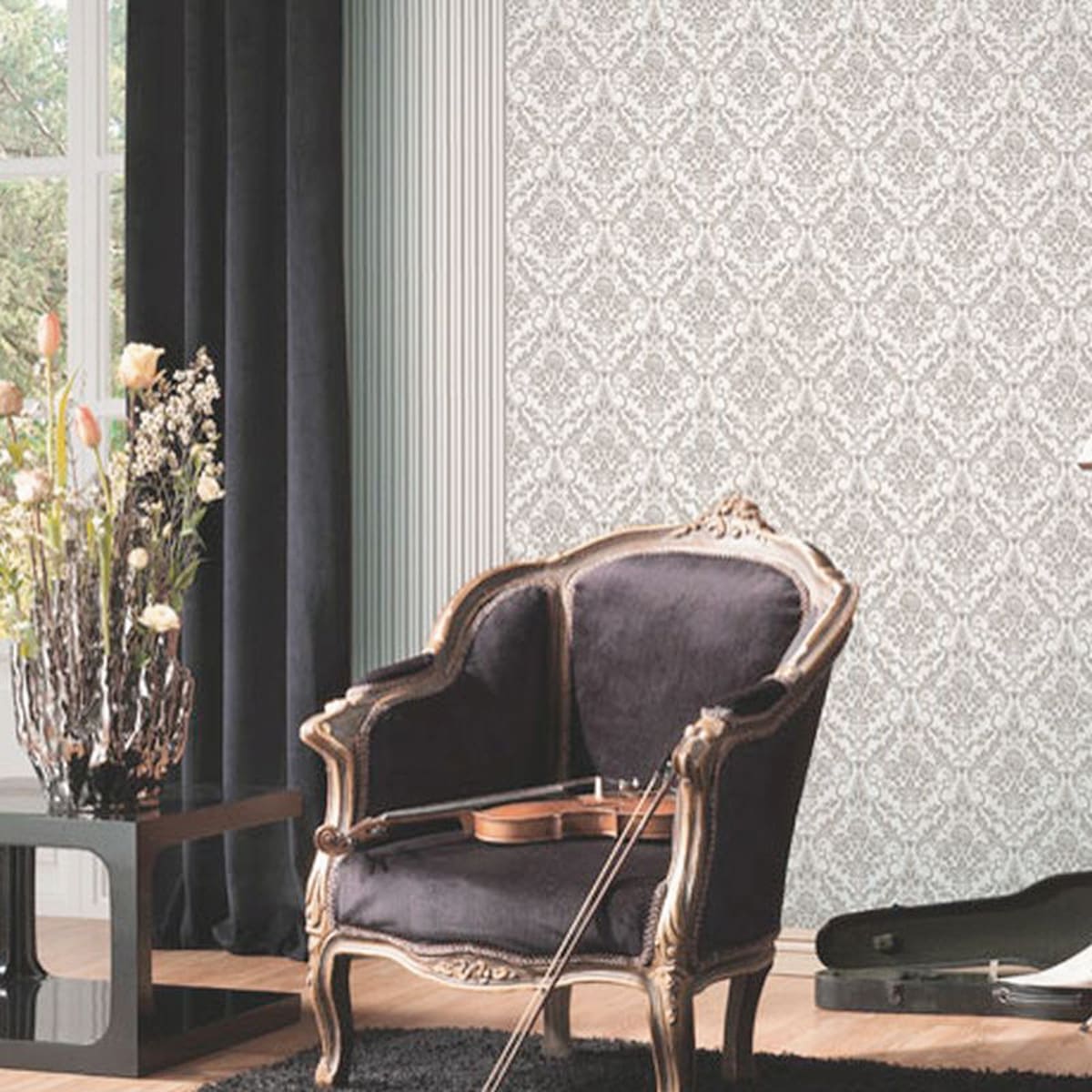 Bricocenter WALLPAPER DAMASK GLITTER BEIGE 53CMX10.5M