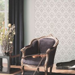 WALLPAPER DAMASK GLITTER BEIGE 53CMX10.5M