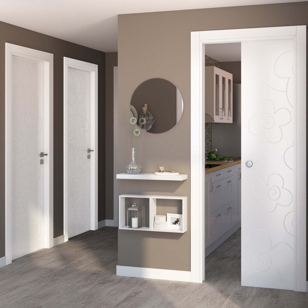 SLIDING DAPHNE DOOR INT. 80X210 WHITE LACQUERED