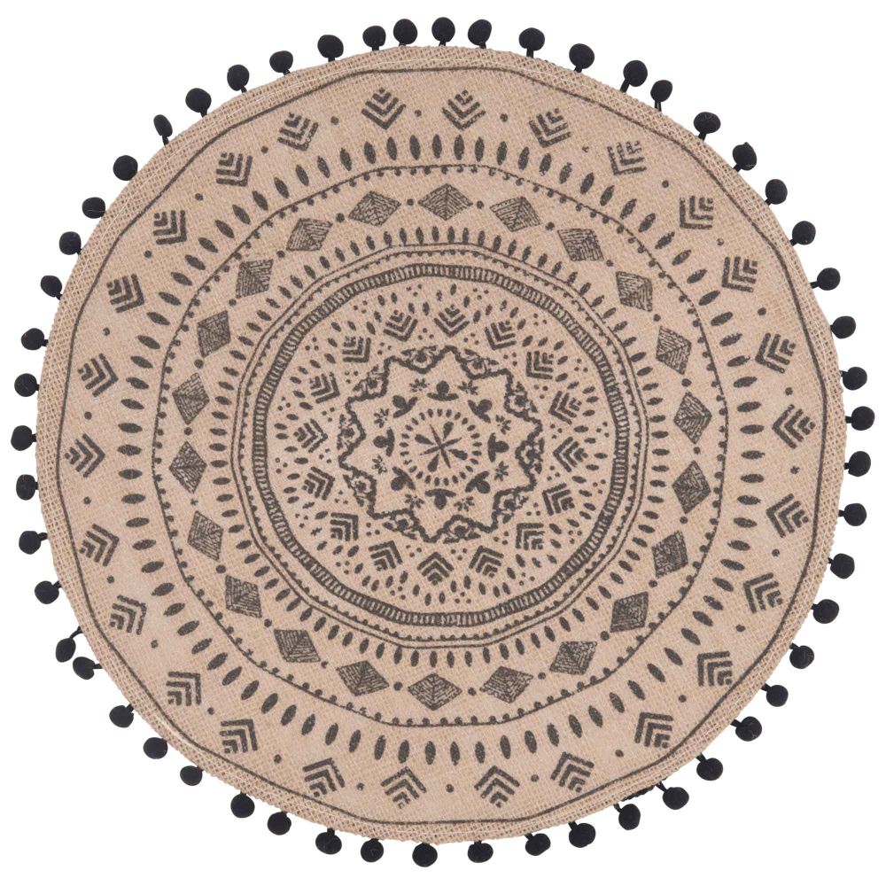 SOLVENNA Round jute placemat with mandala print - best price from Maltashopper.com M185171