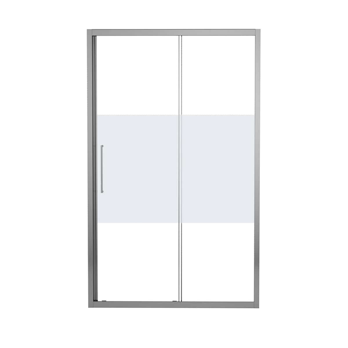 Bricocenter SLIDING DOOR 2 DOORS RECORD L 117-121 CM CRYSTAL SCREEN PRINTED 6 MM CHROME