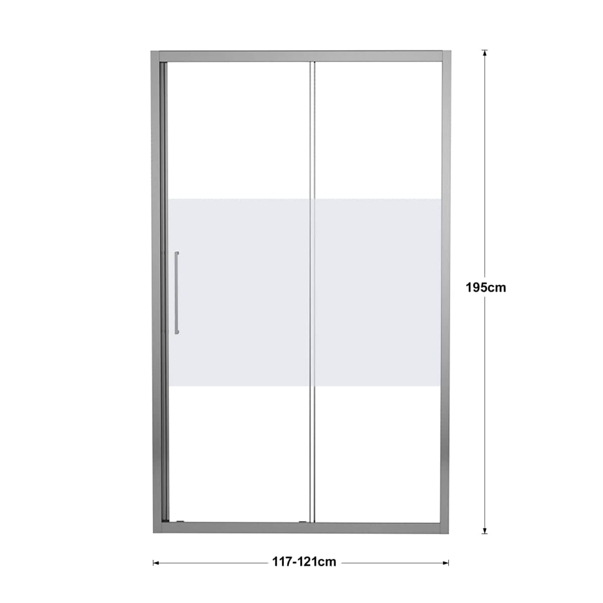 Bricocenter SLIDING DOOR 2 DOORS RECORD L 117-121 CM CRYSTAL SCREEN PRINTED 6 MM CHROME