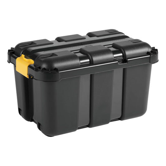Boxone container with lid, L59 x W39 x H35 cm, 50 litres, black/yellow