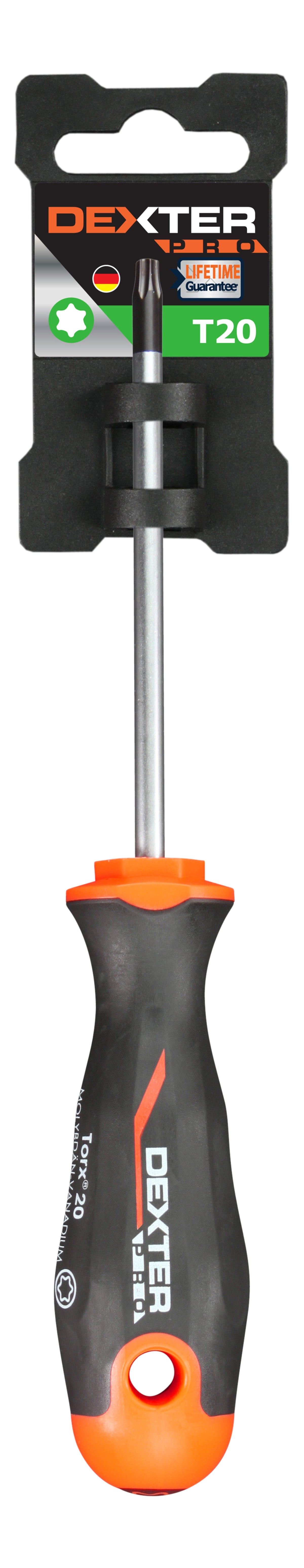 DEXTER PRO TORX SCREWDRIVER, T20X97MM IMPRINT, MOLYBDENUM VANADIUM