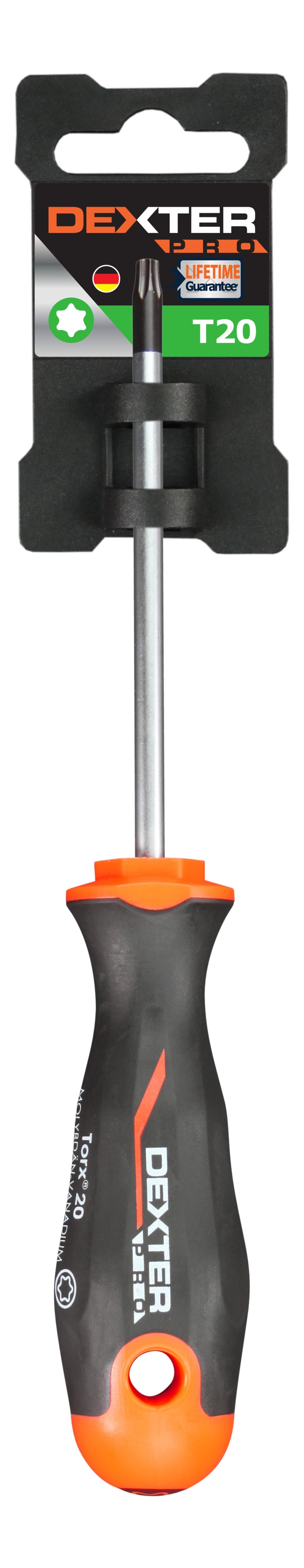 DEXTER PRO TORX SCREWDRIVER, T20X97MM IMPRINT, MOLYBDENUM VANADIUM