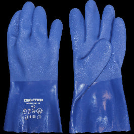 DEXTER LATEX GLOVES WITH PVC COATING, SIZE 9, L