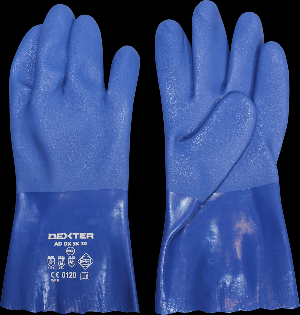 DEXTER LATEX GLOVES WITH PVC COATING, SIZE 9, L