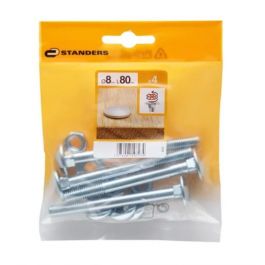 4 ZINC-PLATED PAN HEAD BOLTS 8X80