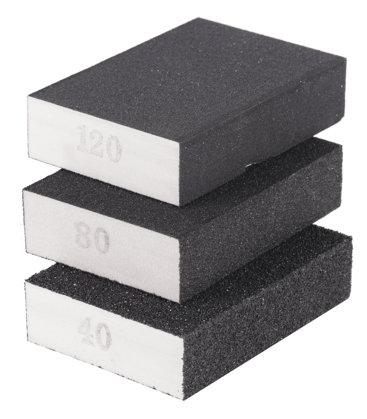 SET OF 3 DEXTER WOOD ABRASIVE SPONGES 100X70MM GRIT 40,80,120