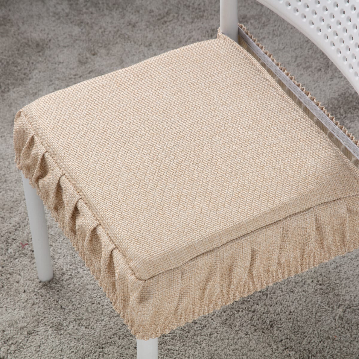 ANTONELLA 42X42 CM CHAIR COVER WITH CREAM ELASTIC BAND