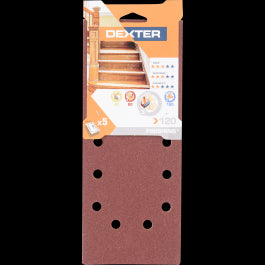 DEXTER ORBITAL WOOD SANDER ABRASIVE 115X280 MM PERFORATED, GRIT 120,5 PIECES