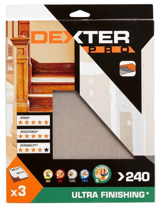 Dexter Pro sanding mesh for wood, 220 grit, 230 x 280 mm