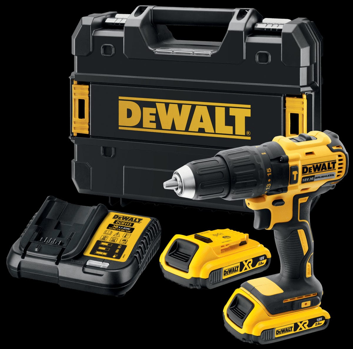 Bricocenter TRAPANO AVVITATORE CON PERCUSSIONE COMPATTO DEWALT 2 VELOCITA 18V 2 X 2AH MOTORE BRUSHLESS