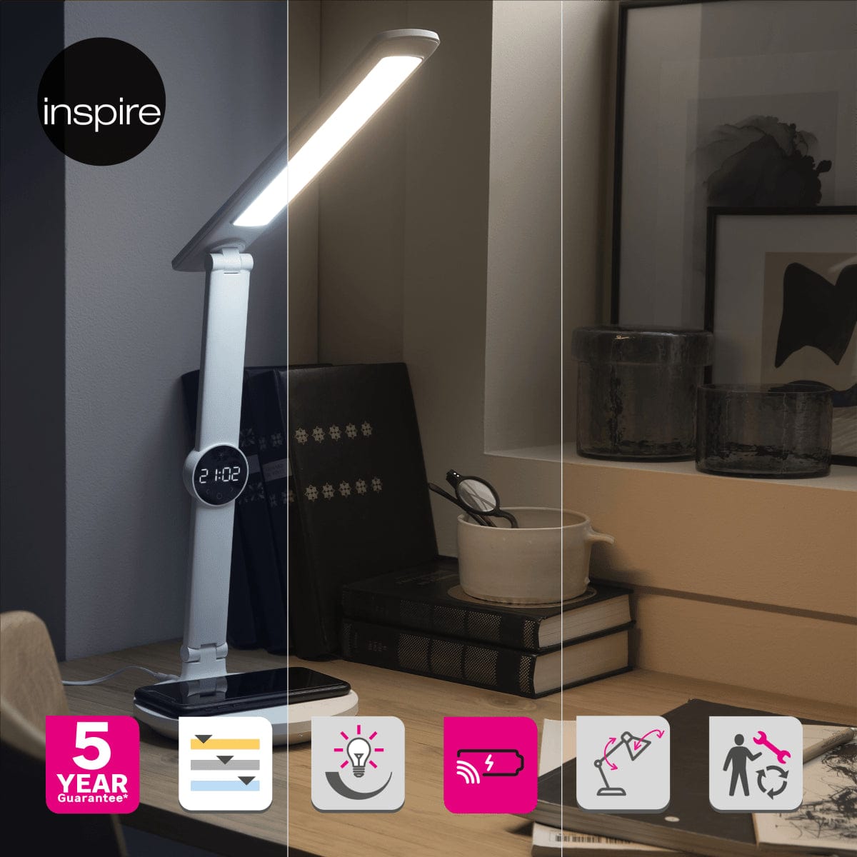 Bricocenter STUDIO LAMP ALEX PLUS METAL WHITE H35 CM TOUCH USB DIMMABLE