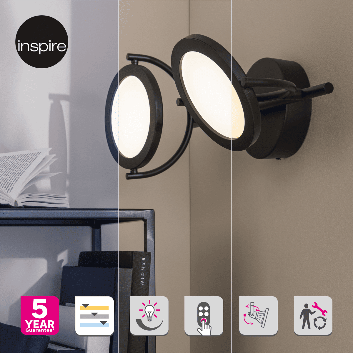 DIUNA SPOTLIGHTS METAL BLACK 32X12X17.5CM LED 2X258W CCT DIMMABLE