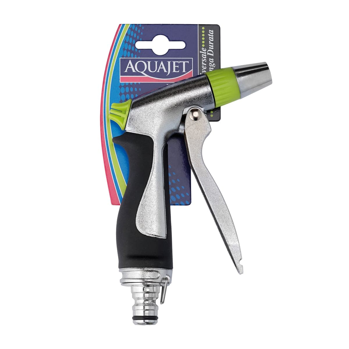 Bricocenter DELUX CHROME-PLATED METAL PISTOL WITH COMFORT GRIP AND COLOUR-ADJUSTABLE SPRAY JET