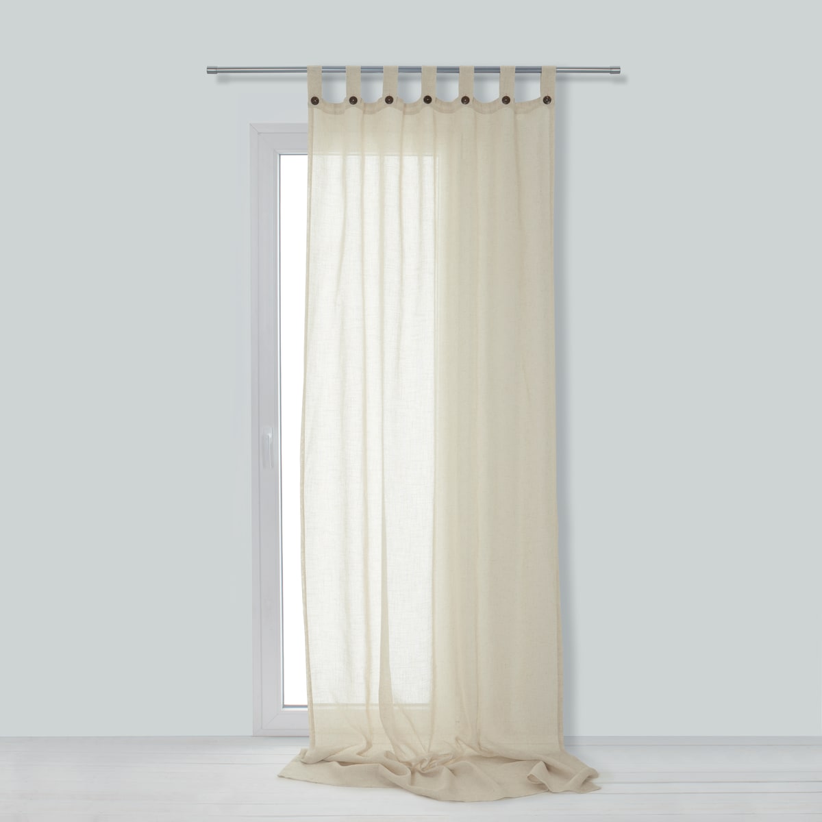 CHARLINA ECRU OPAQUE CURTAIN 140X280 WITH LOOPS AND BUTTONS