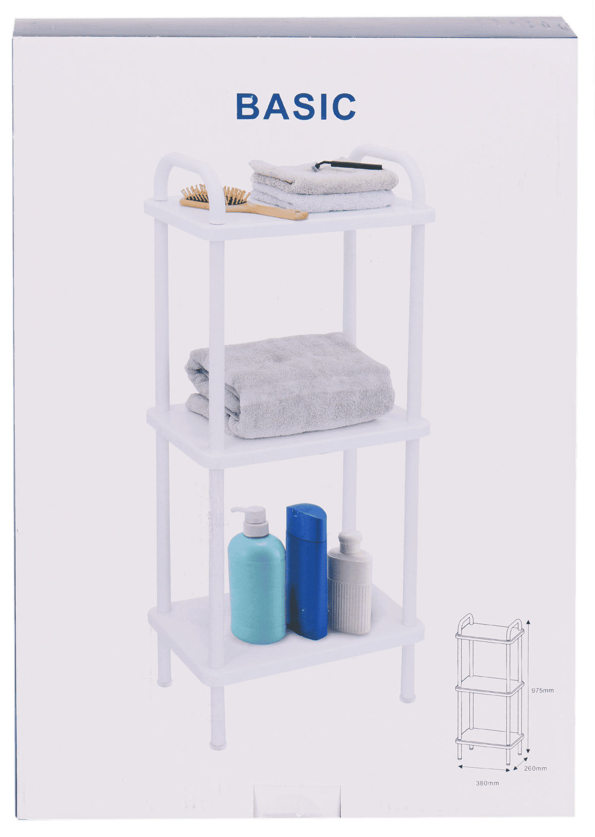 3-shelf bookcase: l38 p26 h95 cm