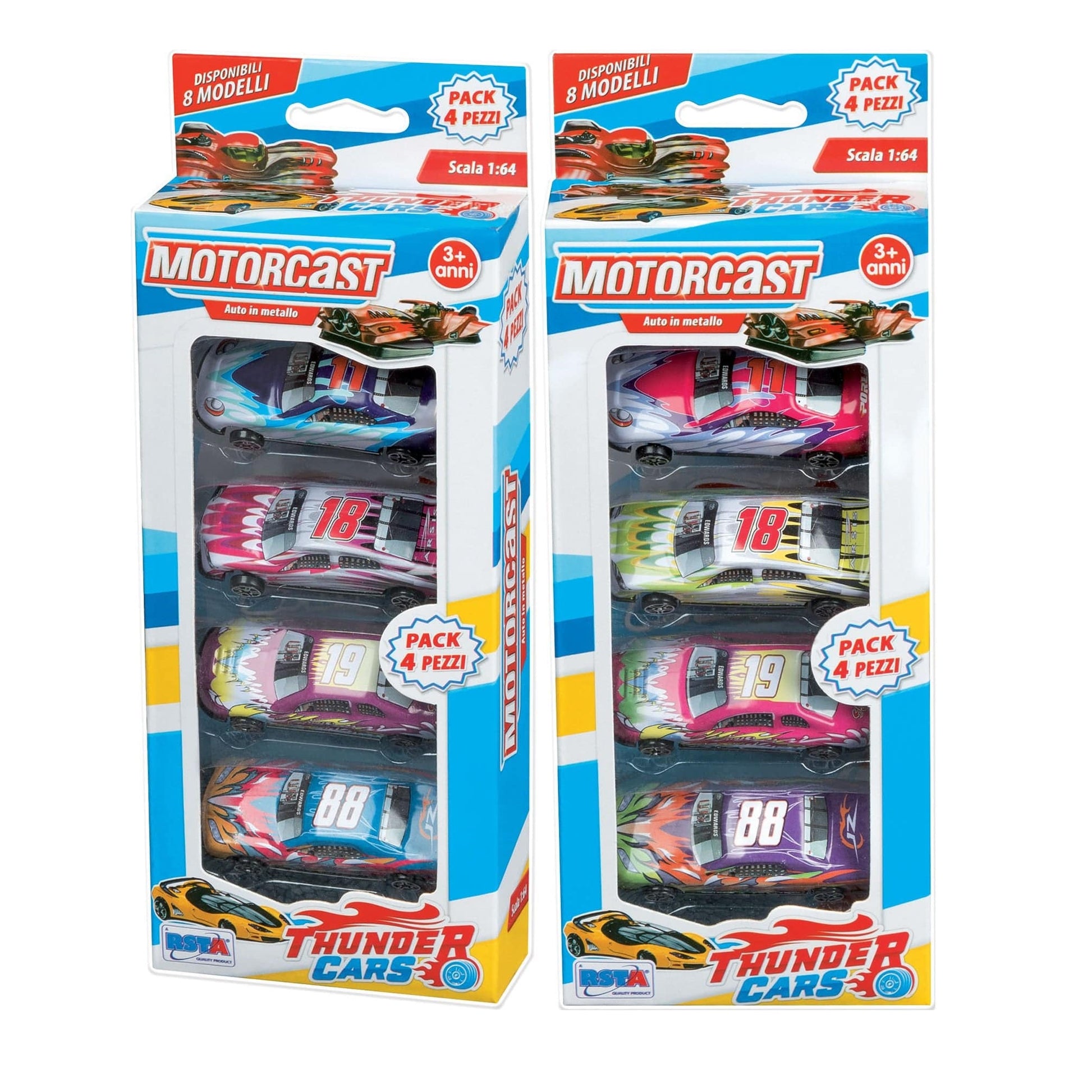 Toys MOTORCAST THUNDERCARS 4 PEZZI SC 1:64
