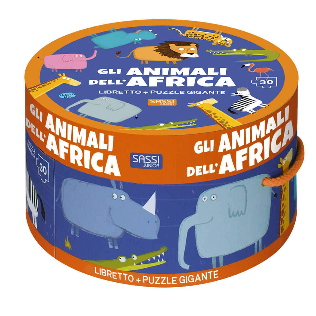 30 Piece Puzzle Animals Of Africa (Round Box And Book Puzzle)
