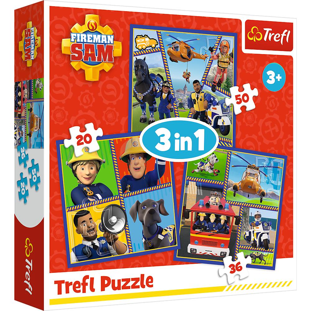 Puzzles - 3in1 - Fireman Sam' day / Prism A&D Fireman Sam