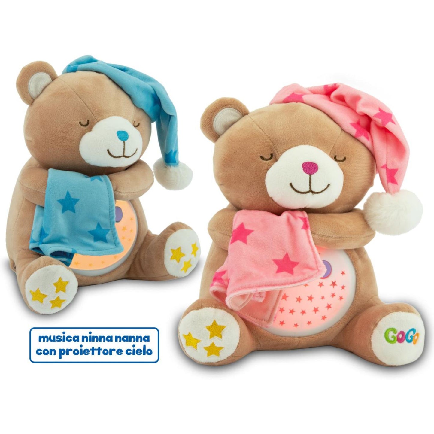 GOGO - TEDDY BEAR 25CM W/LIGHT AND MELODY 2 COL.