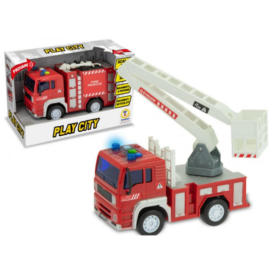 Toys PLAY CITY - FRICTION FIRE TRUCK LIGHTS AND SOUNDS 1:20 SCALE 2 MDL ASS