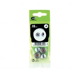 ROUND SCREW COVER WITH POLISHED CHROME-PLATED BRASS TIP DIAM. 15 MM, 4 PCS.