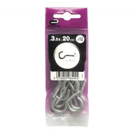 12 GALVANIZED STEEL SCREW HOOK 3.5X20
