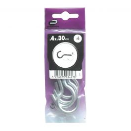 6 SCREW HOOK GALVANISED STEEL 4X30