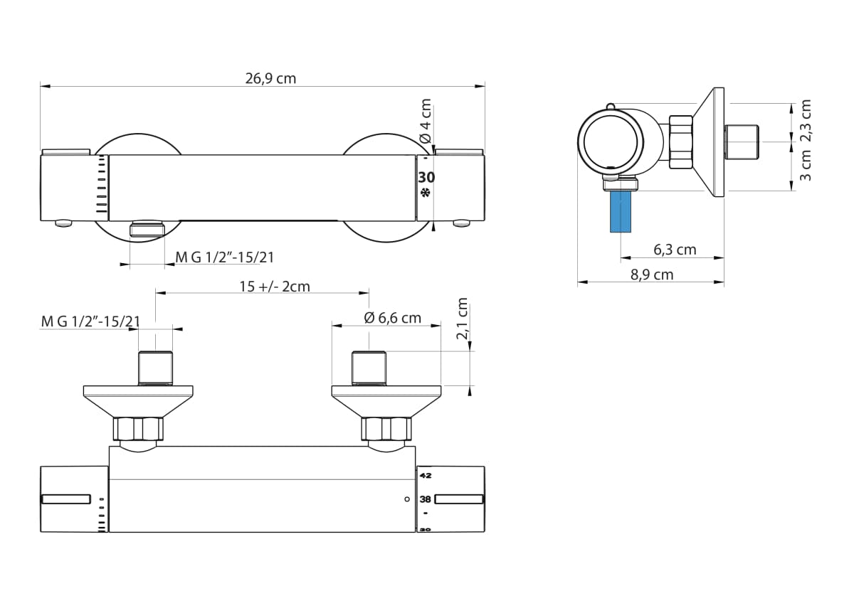 EXTERNAL THERMOSTATIC SHOWER MIXER BORA