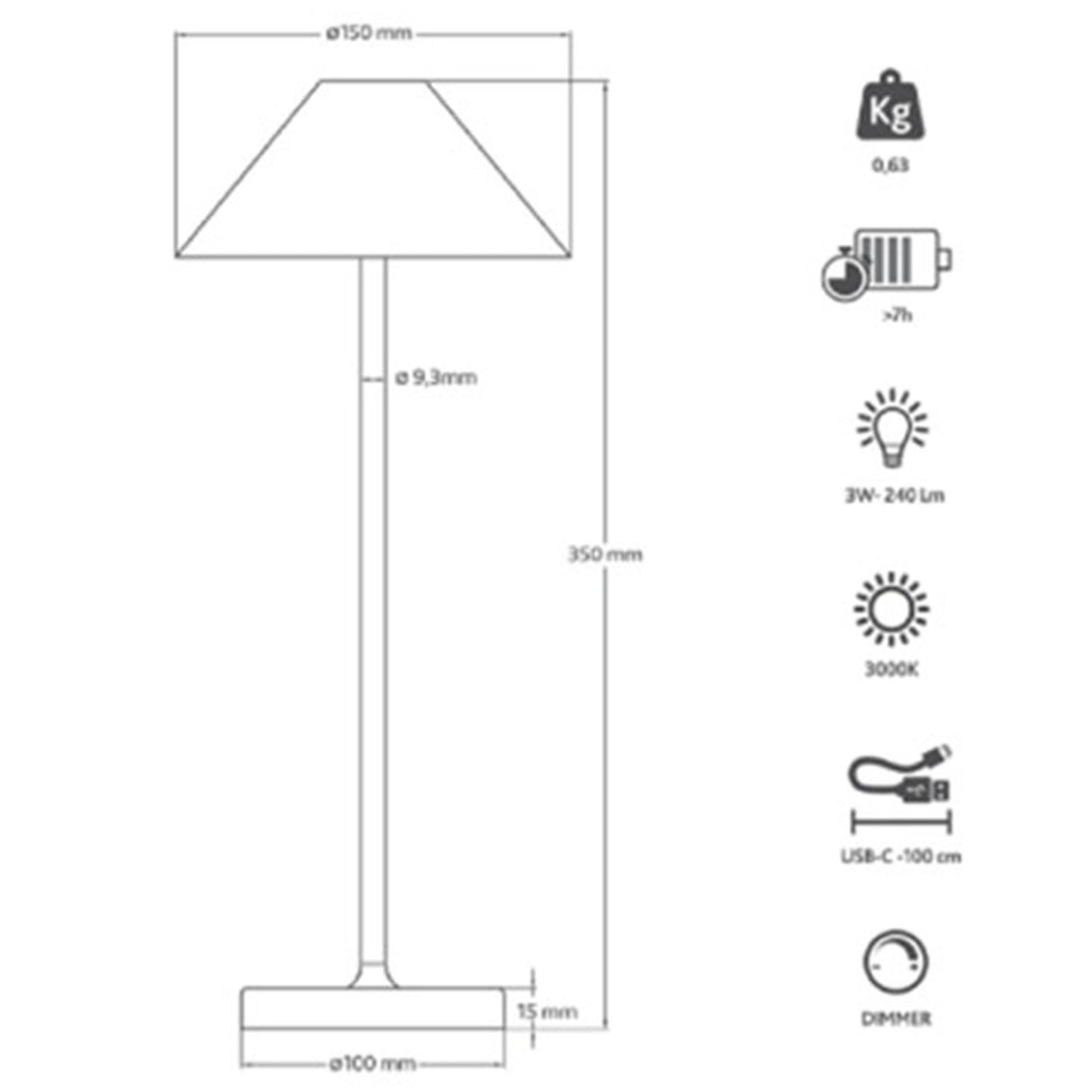 TABLE LAMP LIBERTY ALUMINIUM GRIG