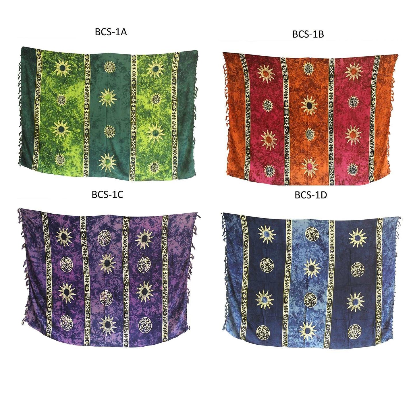 1x Bali Celtic Sarongs - Sun Symbols (4 Assorted Colours) - best price from Maltashopper.com BCS-01DS