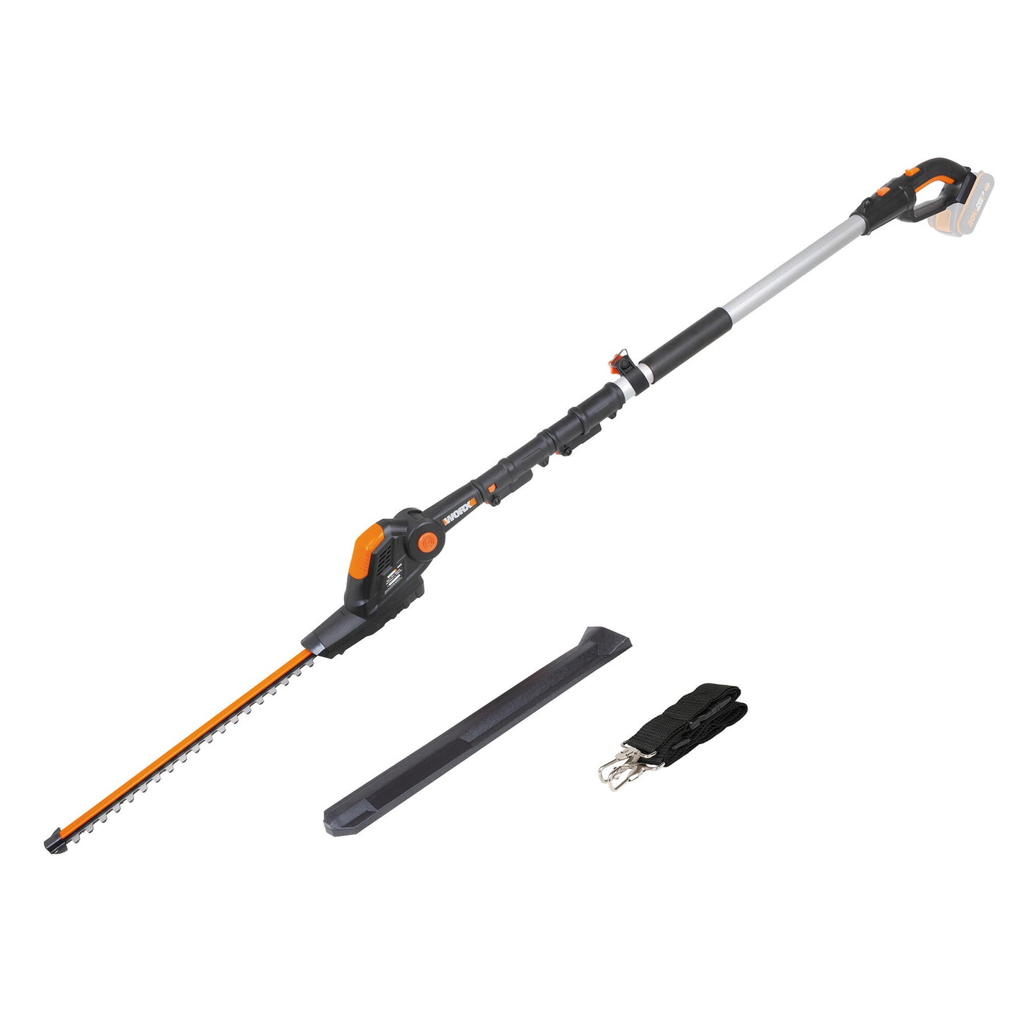 HEDGE TRIMMER WITH EXTENSION 3.6MT BATTERY OPERATED BLADE 45CM BATTERY AND CHARGE NOT INCLUDED