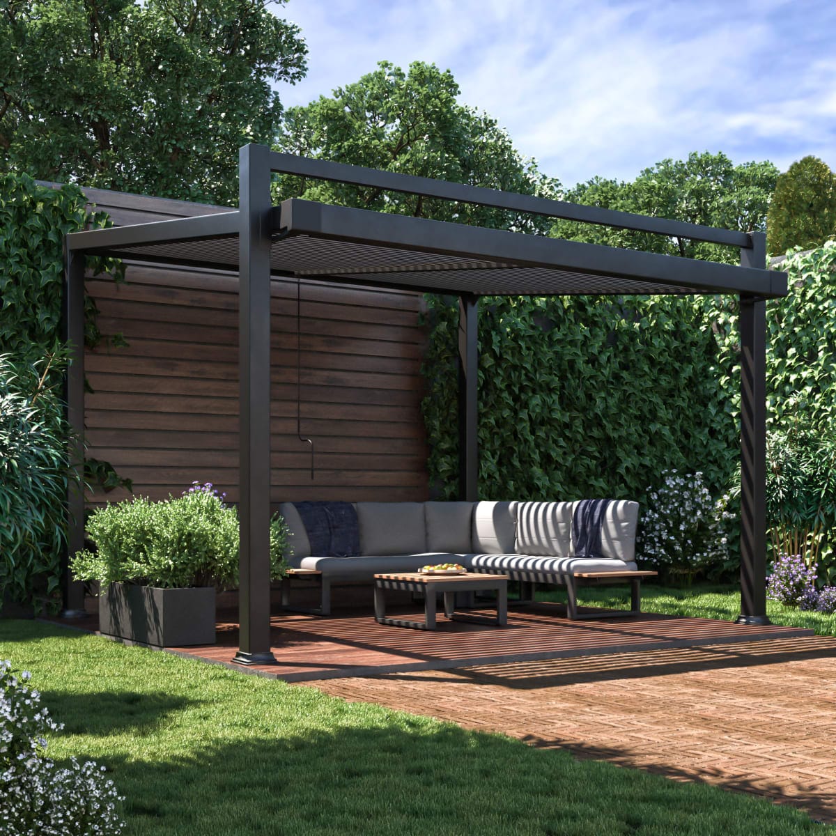 Bricocenter NATERIAL ODYSSEA PERGOLA 319X380 IN DARK GRAY ALUMINUM