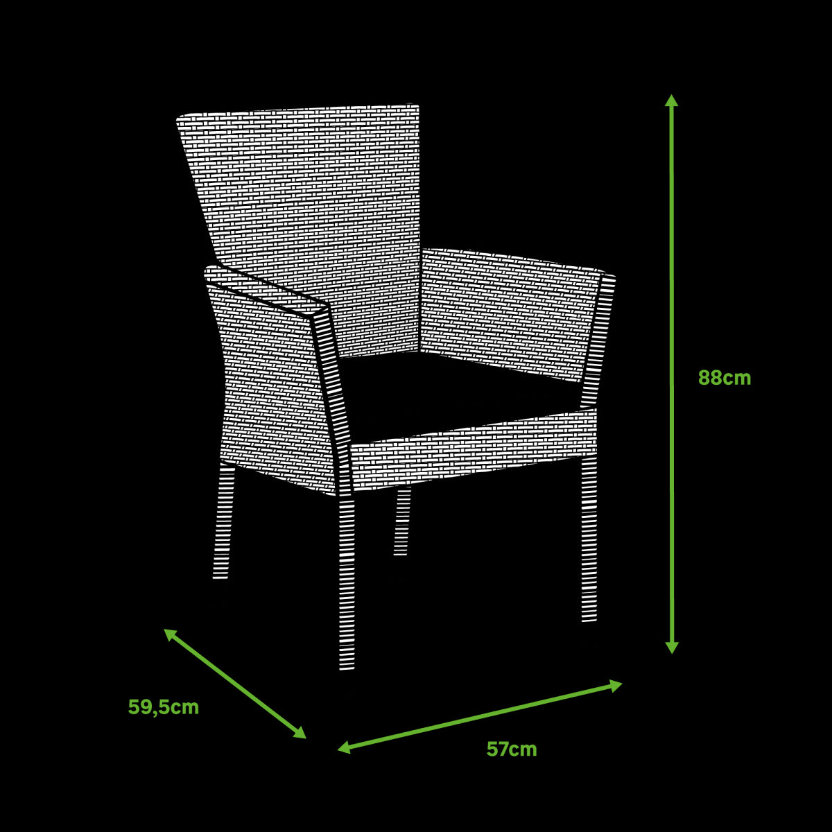 DAVOS NATERIAL ARMCHAIR wicker synthetic aluminum with cushion